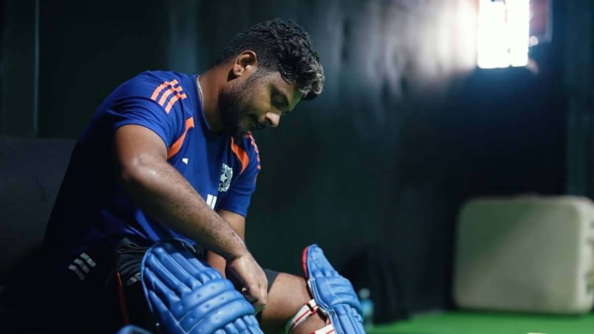 Sanju Samson at a practice session