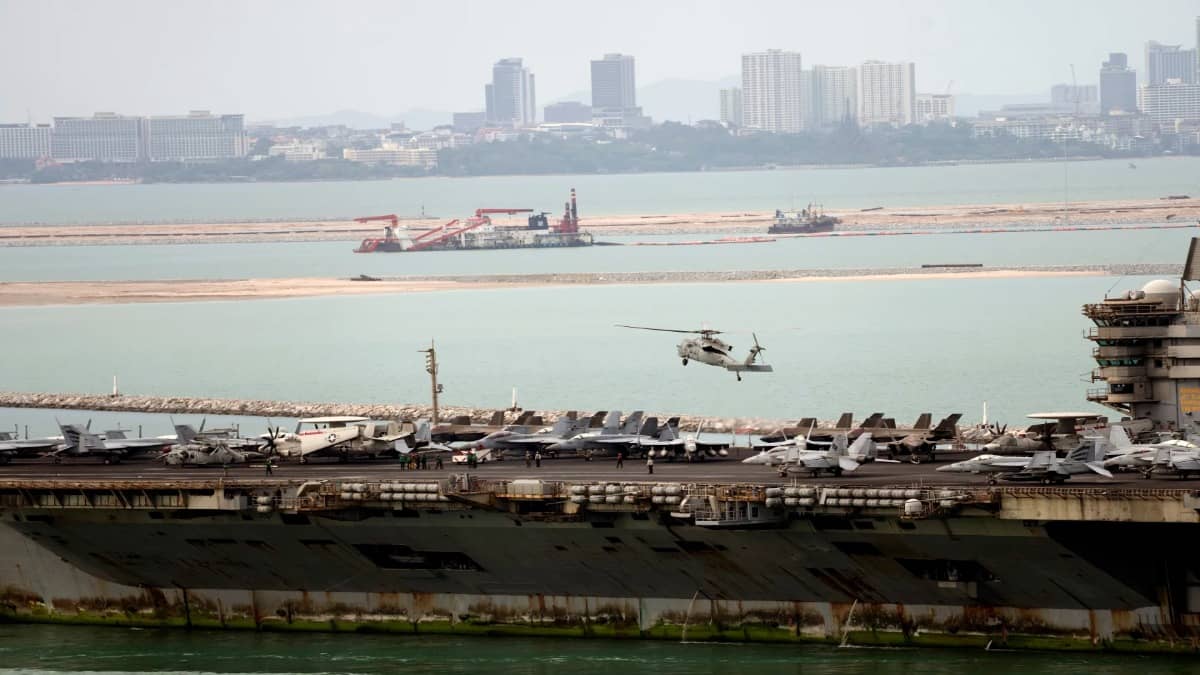 The USS Abraham Lincoln Docks Near Thai Beach City of Pattaya After Its Middle East Deployment