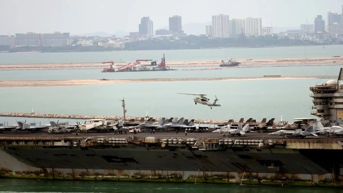 The USS Abraham Lincoln Docks Near Thai Beach City of Pattaya After Its Middle East Deployment The USS Abraham Lincoln Docks Near Thai Beach City of Pattaya After Its Middle East Deployment