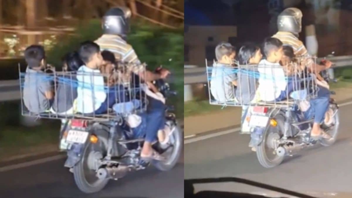 VIDEO: 6 बच्चों को जाल में किया बंद फिर बाइक पर बैठाकर निकला शख्स, कर्नाटक का वीडियो हुआ VIRAL