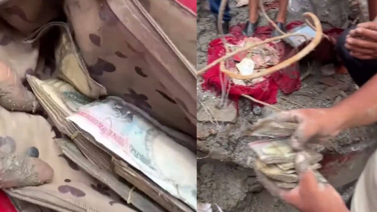 Viral:मलबे से अचानक निकलने लगीं नोटों की गड्डियां, नेपाल से सामने आया चौंकाने वाला VIDEO