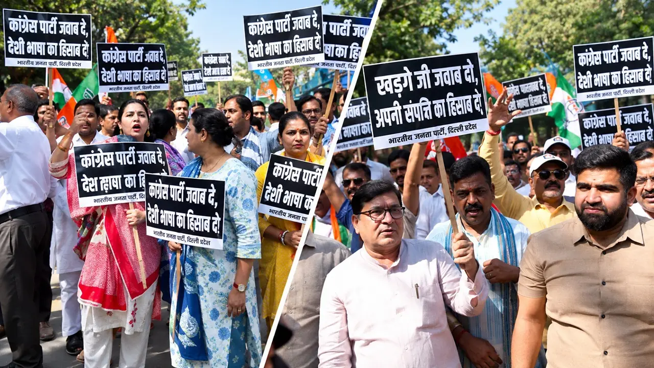 'मोदी का बाप भी जाएगा' वाले खड़गे के बयान पर बवाल, हाथ में तख्तियां लेकर बीजेपी ने किया जोरदार प्रदर्शन BJP protest following Kharge's statement
