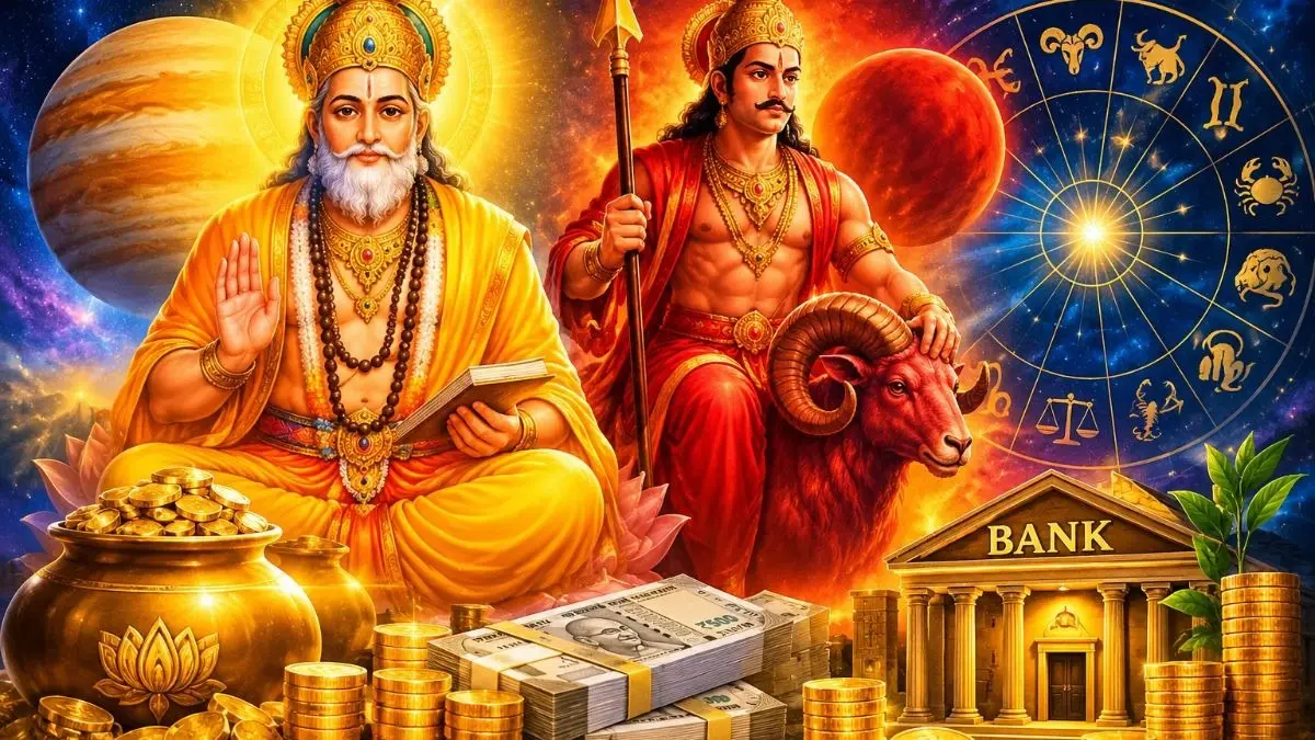 Guru Mangal Yuti 2026: देवगुरु और मंगल की महायुति, 3 राशि वालों की रातों-रात चमकेगी किस्मत, पैसों से भरेगा बैंक बैलेंस Guru Mangal Yuti 2026: देवगुरु और मंगल की महायुति, 3 राशि वालों की रातों-रात चमकेगी किस्मत, पैसों से भरेगा बैंक बैलेंस