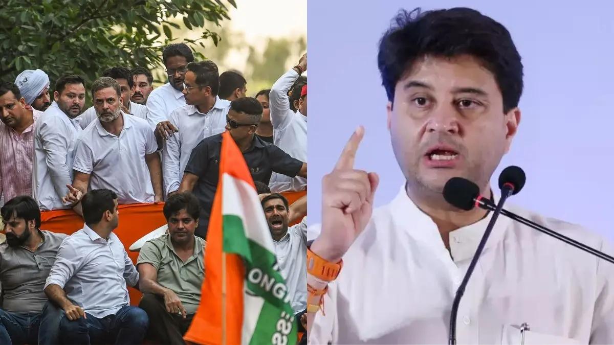 'फैसले जनता की अदालत में होते हैं, सड़कों पर...', विपक्ष के विरोध प्रदर्शन पर ज्योतिरादित्य सिंधिया का पलटवार Jyotiraditya Scindia hits out at Opposition protest in Delhi