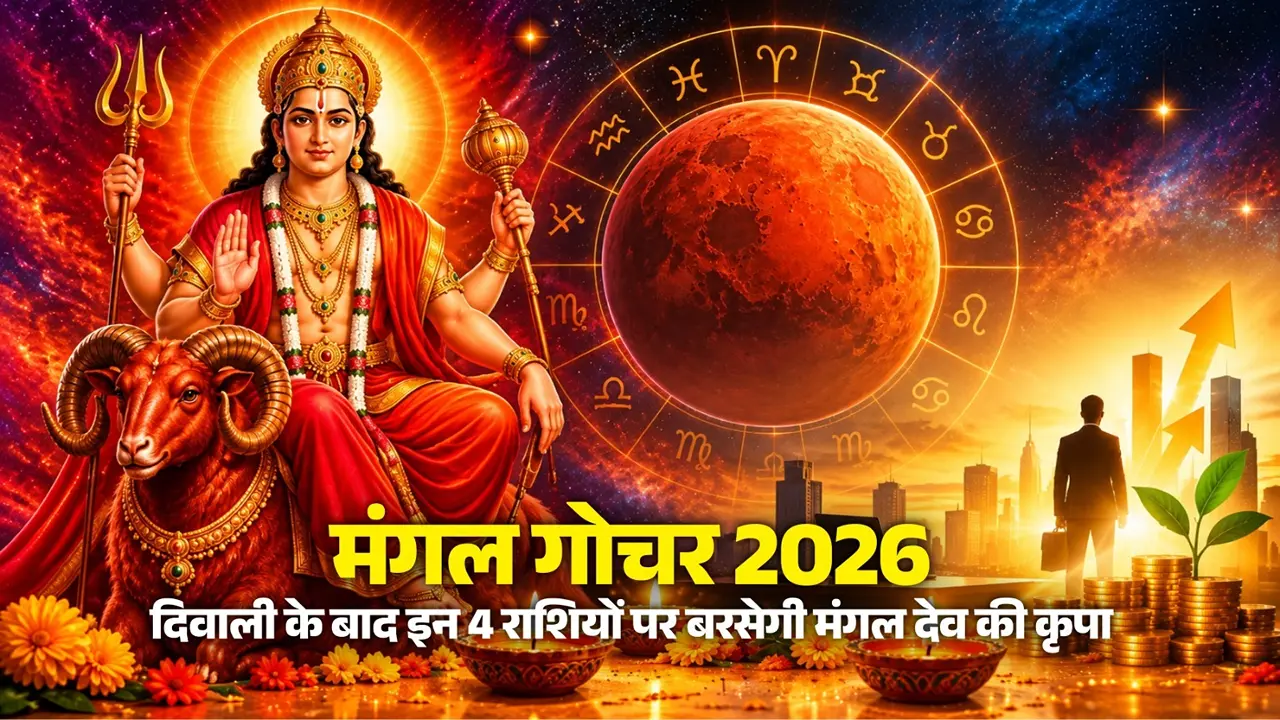 Mangal Gochar 2026: दिवाली के बाद इन 4 राशियों पर बरसेगी मंगल देव की कृपा, करियर-कारोबार में मिलेगी बड़ी कामयाबी Mangal Gochar 2026: दिवाली के बाद इन 4 राशियों पर बरसेगी मंगल देव की कृपा, करियर-कारोबार में मिलेगी बड़ी कामयाबी