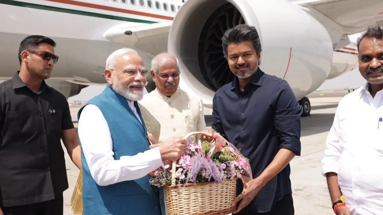 PM Modi Arrives in Chennai, Received by TN CM Vijay, to Inaugurate Development Projects Worth Over Rs 13,000 Crore PM Modi Arrives in Chennai, Received by TN CM Vijay, to Inaugurate Development Projects Worth Over Rs 13,000 Crore
