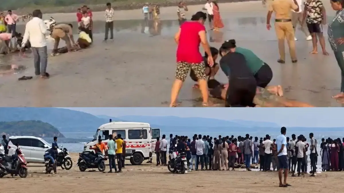 महाराष्ट्र के रायगढ़ में बड़ा हादसा, बीच पर पिकनिक मनाने आए 8 छात्रों की समुद्र में डूबकर मौत Raigad Maharashtra 8 students drown while bathing in the sea