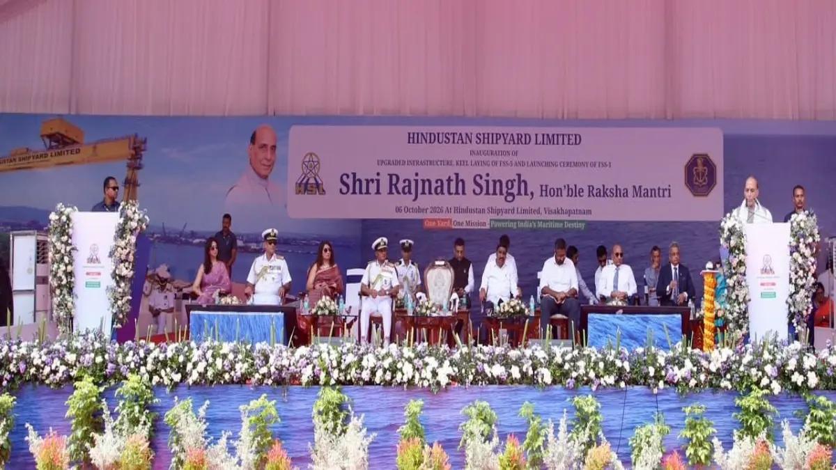 Rajnath Singh Launches FSS-1, Lays FSS-5 Keel as HSL Expands Naval Shipbuilding Capacity Rajnath Singh Launches FSS-1 as HSL Boosts Naval Shipbuilding Capacity