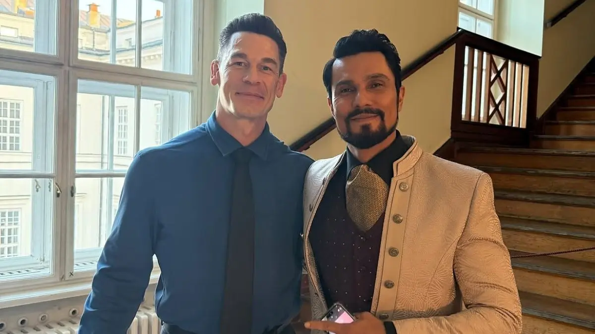 Randeep Hooda Poses With Matchbox Co-star John Cena On Sets Randeep Hooda Poses With Matchbox Co-star John Cena On Sets