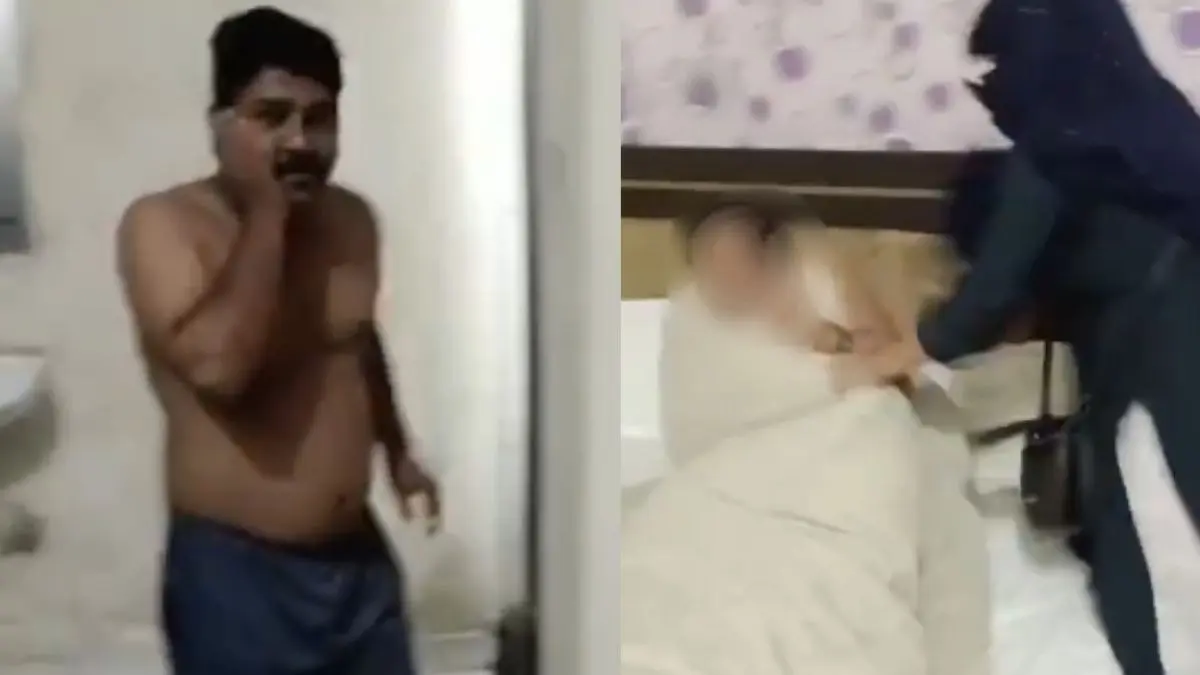 VIRAL VIDEO: होटल में दूसरी औरत संग पकड़ा गया पति, पत्नी ने जमकर कर दी कुटाई; यूं उतारा एक्स्ट्रा मैरिटेल अफेयर का भूत wife caught husband with another woman