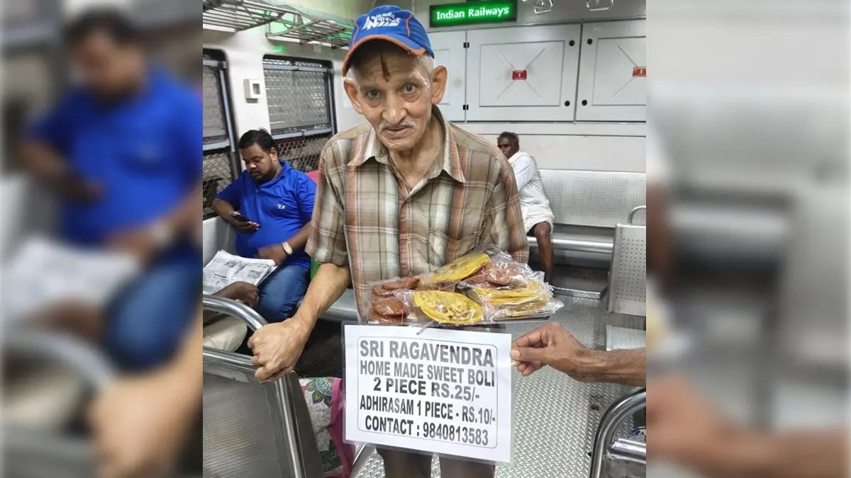 80-Yr-Old Chennai Man Sells Sweets On Train After Daughter Settles In London, Netizens Praise Resilience 80-Yr-Old Chennai Man Sells Sweets On Train After Daughter Settles In London, Netizens Praise Resilience