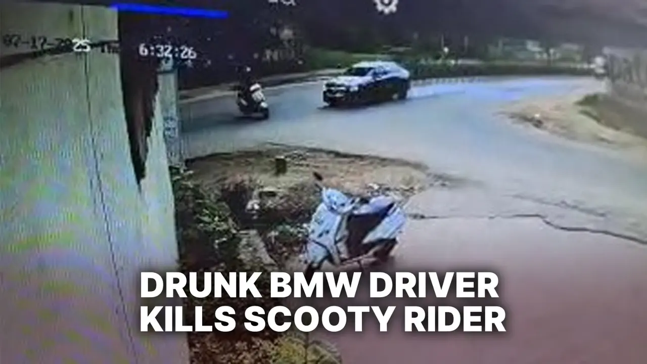 A BMW mowed down a scooter driver in Gandhinagar