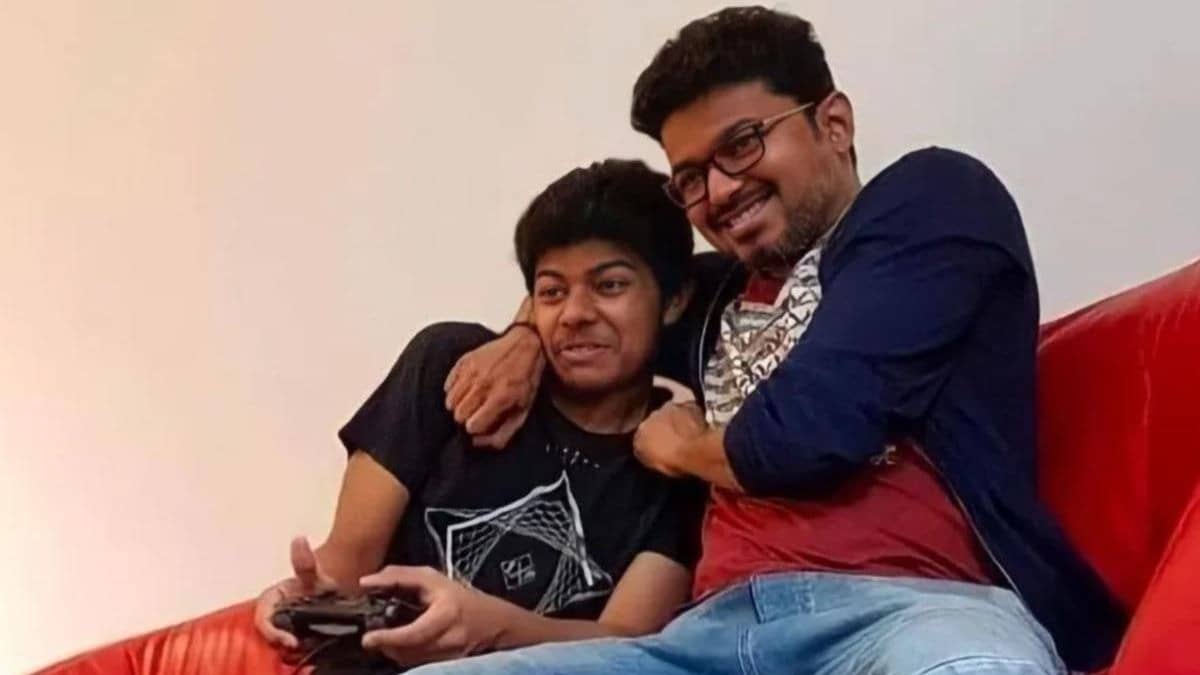 A file photo of Thalapathy Vijay with his son, Jason