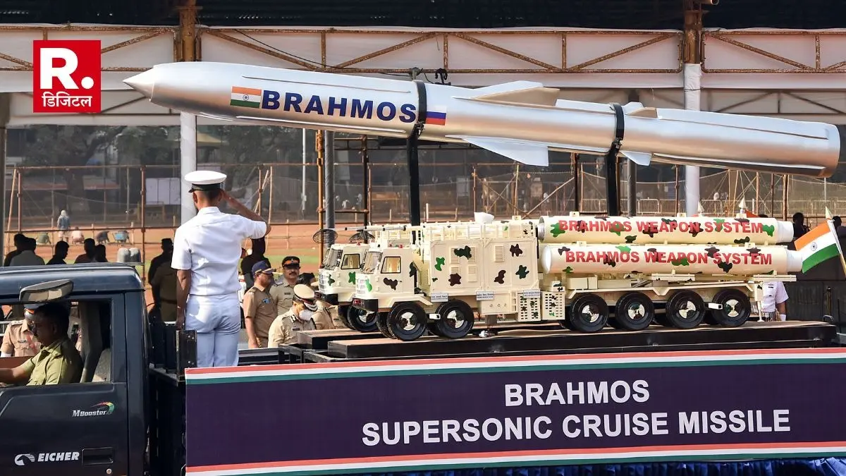 A replica of Brahmos supersonic cruise missile