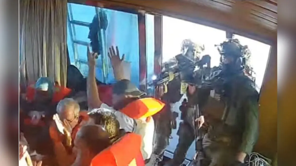 Israel Stops 14 Gaza Aid Boats, Sparks International Criticism A screengrab from a live stream video shows Israeli navy forces aboard the Gaza-bound vessel Florida, part of the Global Sumud Flotilla, which flotilla organisers report has been intercepted.