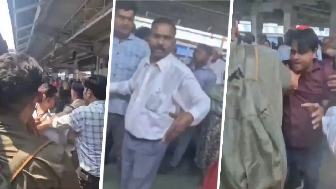 A shocking video has gone viral showing railway guards assaulting a TTE at Prayagraj Junction.