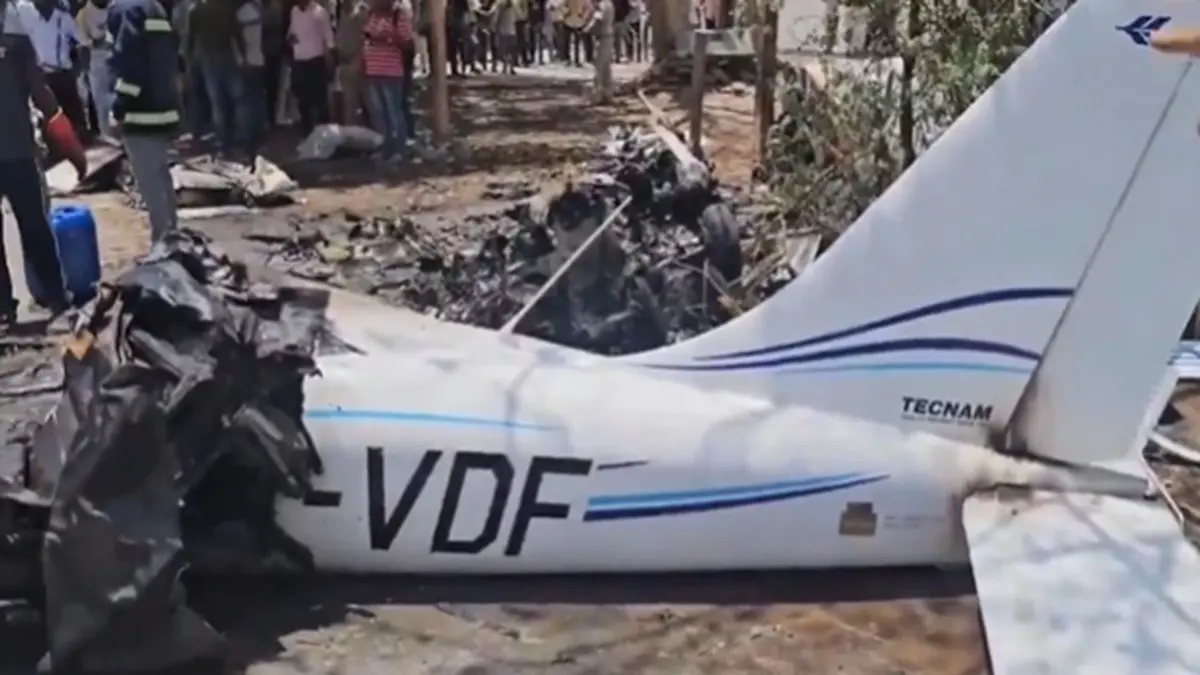 A small private plane crashed during a training sortie in Gujarat’s Amreli on Tuesday, killing the pilot on the spot