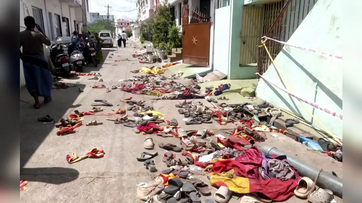 Tamil Nadu: Families Of Karur Stampede Victims Mourn Loss Of Their Loved Ones A visual from the spot where a stampede occured during a public event of TVK chief and actor Vijay, in Karur.