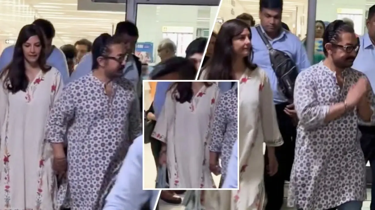 Aamir Khan And Girlfriend Gauri Spratt Walk Hand-in-hand At Delhi Airport, Couple's PDA Moment Goes Viral Aamir Khan with his girlfriend Gauri Spratt