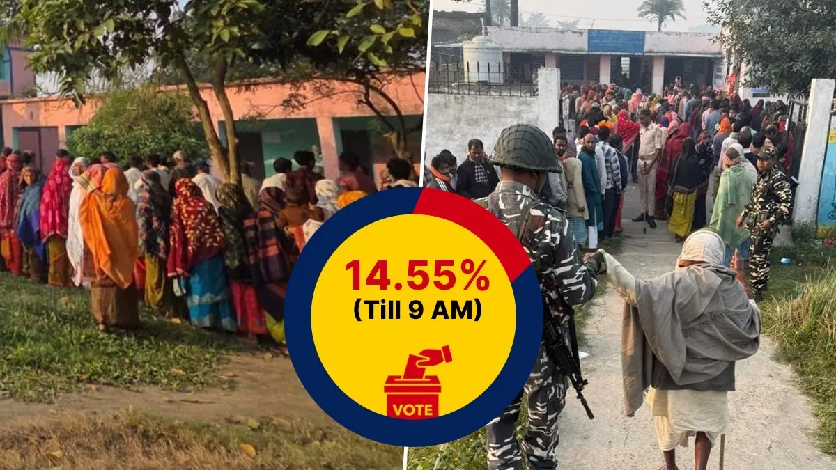 According to data released by the Election Commission, Gaya recorded the highest voter turnout at 15.97% and Madhubani the lowest at 13.25%. Phase 1 on November 6 had recorded 13.13% turnout till 9 am.
