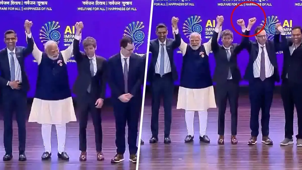 AI Cold War on Stage: Altman and Amodei’s Raised Fists Steal Spotlight at India AI Summit AI Cold War on Stage: Altman and Amodei’s Raised Fists Steal Spotlight at India AI Summit