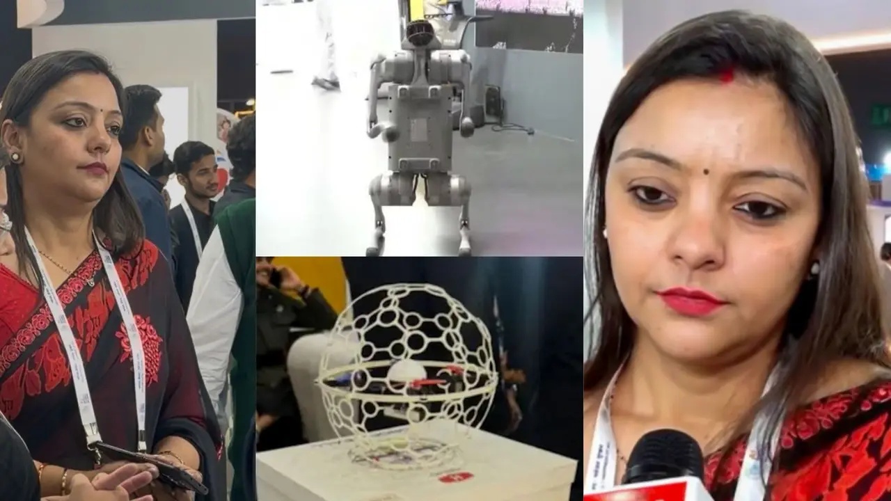 पहले चाइना का रोबोटिक डॉग, अब कोरिया का ड्रोन...AI समिट में गलगोटिया यूनिवर्सिटी की प्रोफेसर नेहा ने फिर कराई बेइज्जती- VIDEO ai impact summit 2026 galgotias university professor neha singh korea drone soccer china robot dog video