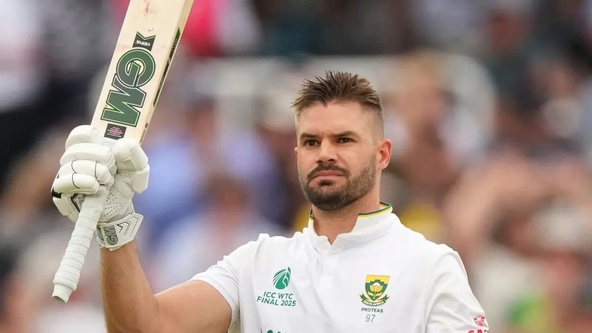 Aiden Markram celebrates a ton in the WTC 2025 final