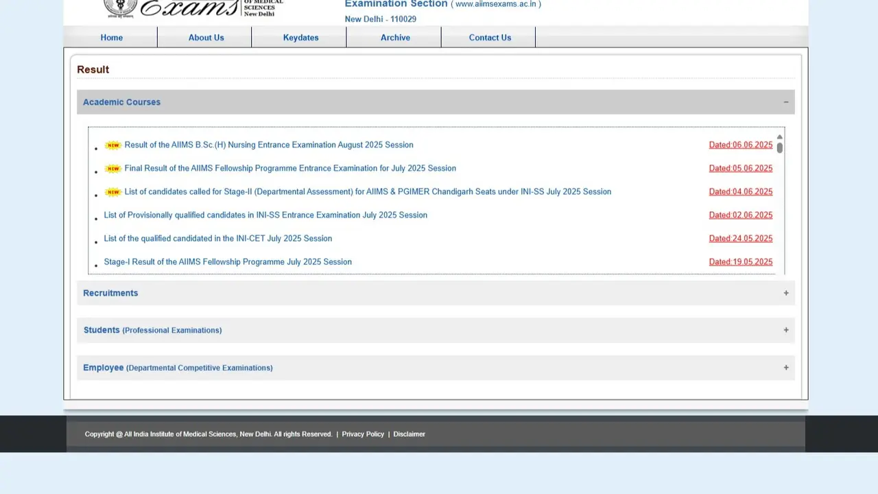 AIIMS BSc. Nursing Result 2025 Session Declared at aiimsexams.ac.in, Direct Link to Check AIIMS BSc. Nursing Result 2025 Session Declared at aiimsexams.ac.in, Direct Link to Check