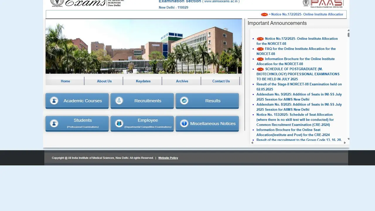 AIIMS INI CET 2025 Admit Card Today at aiimsexams.ac.in, Check How to Download
