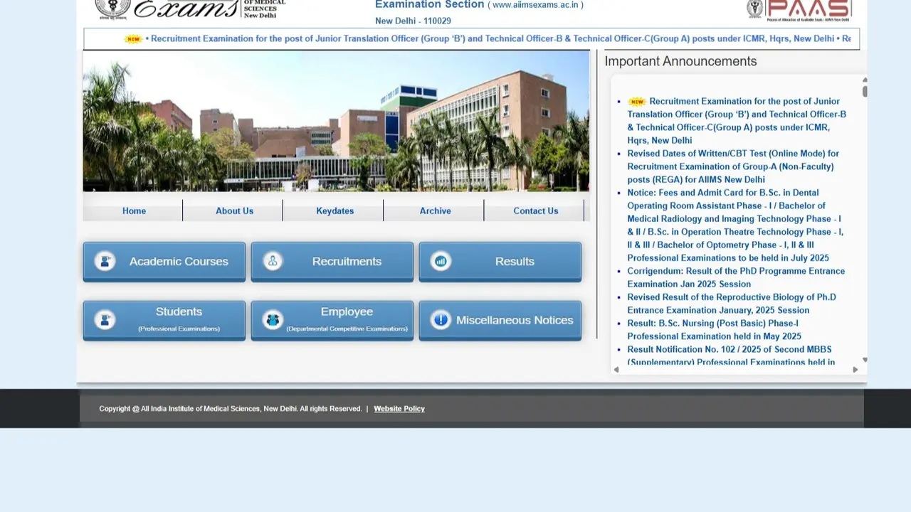 AIIMS Paramedical Admit Card 2025 Expected Today
