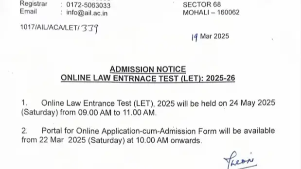 AIL LET 2025 Registration