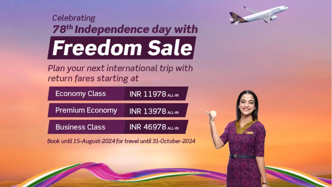 Independence Day: Vistara Is Offering Big Discounts On Domestic And International Flights vistara freedom sale