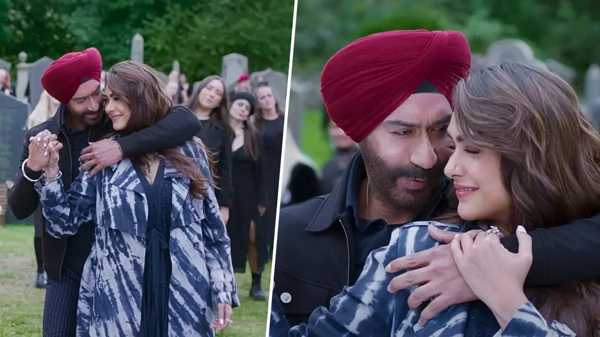Ajay Devgn and Mrunal Thakur still from Son of Sardaar 2 song