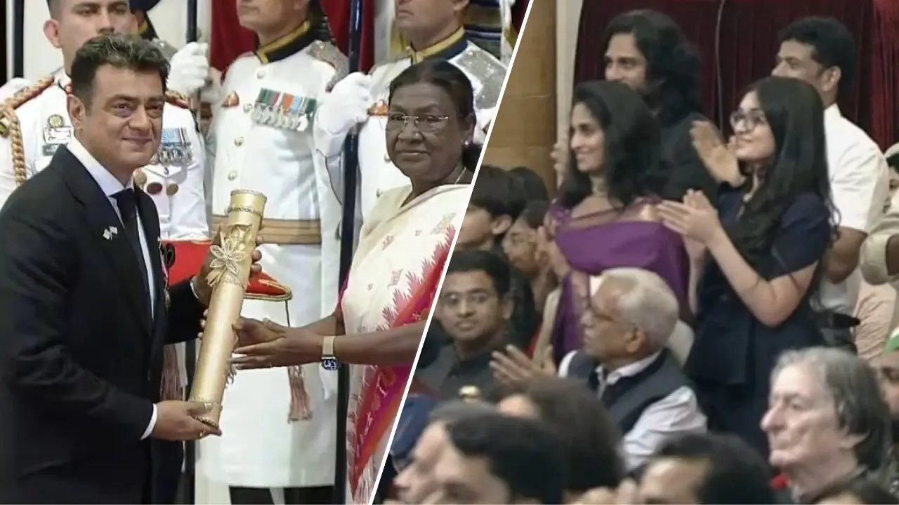 'Padma Bhushan Ajith Kumar' Trends As Good Bad Ugly Actor Receives India's Third-Highest Civilian Award Ajith Kumar and his family at Padma Awards 2025