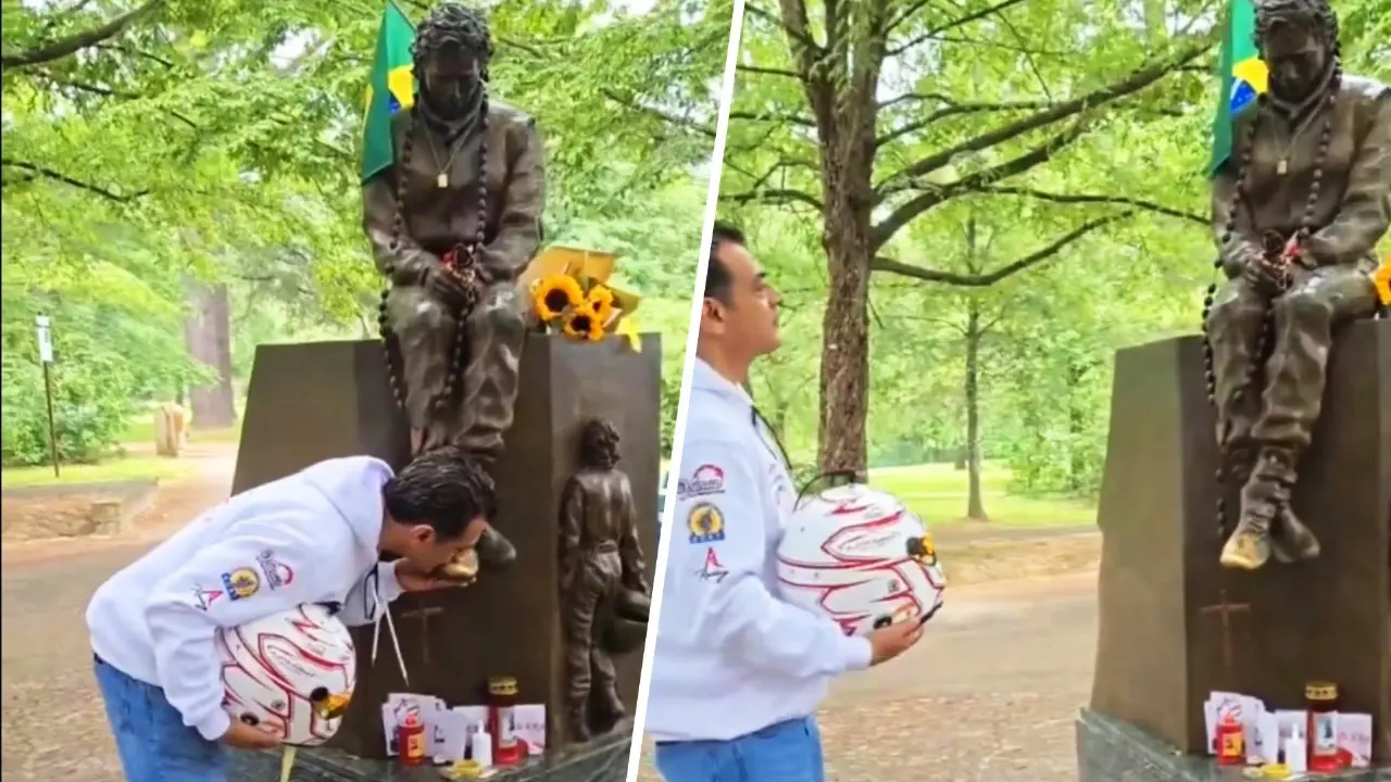 Ajith Kumar at Ayrton Senna's memorial in Italy