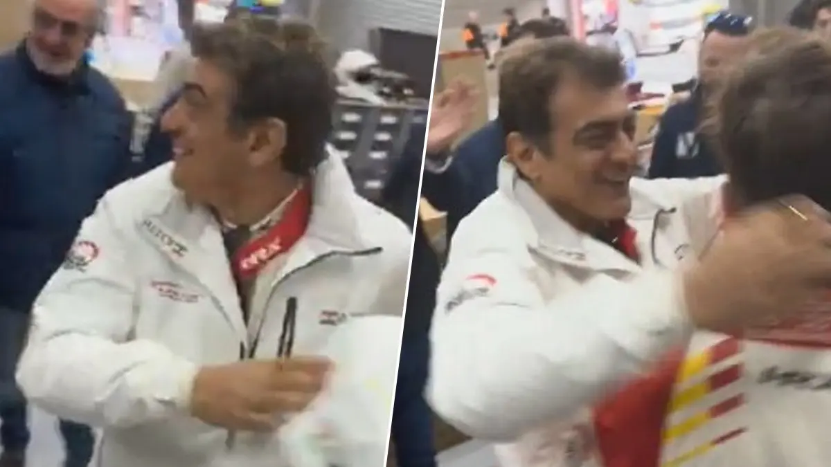 Ajith Kumar with his racing team