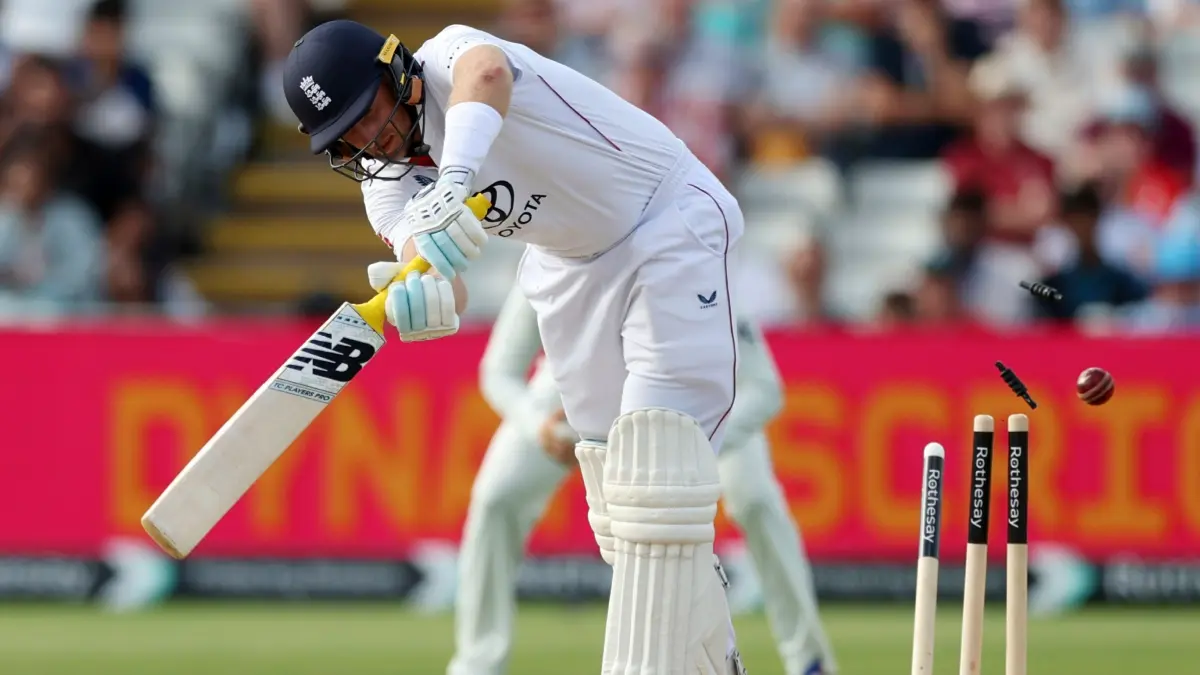 Akash Deep cleans up Joe Root during the second Test of the IND vs ENG series