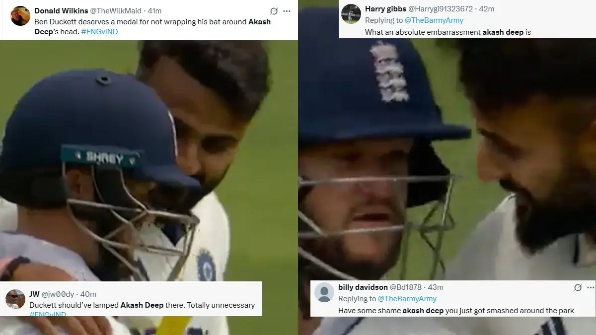 Akash Deep gives send-off to Ben Duckett