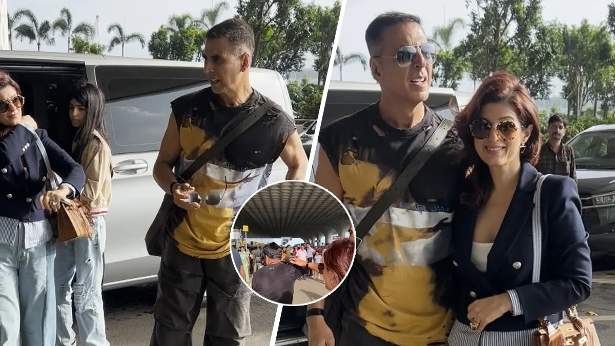 Akshay Kumar and Twinkle Khanna spotted at airport with daughter Nitara.