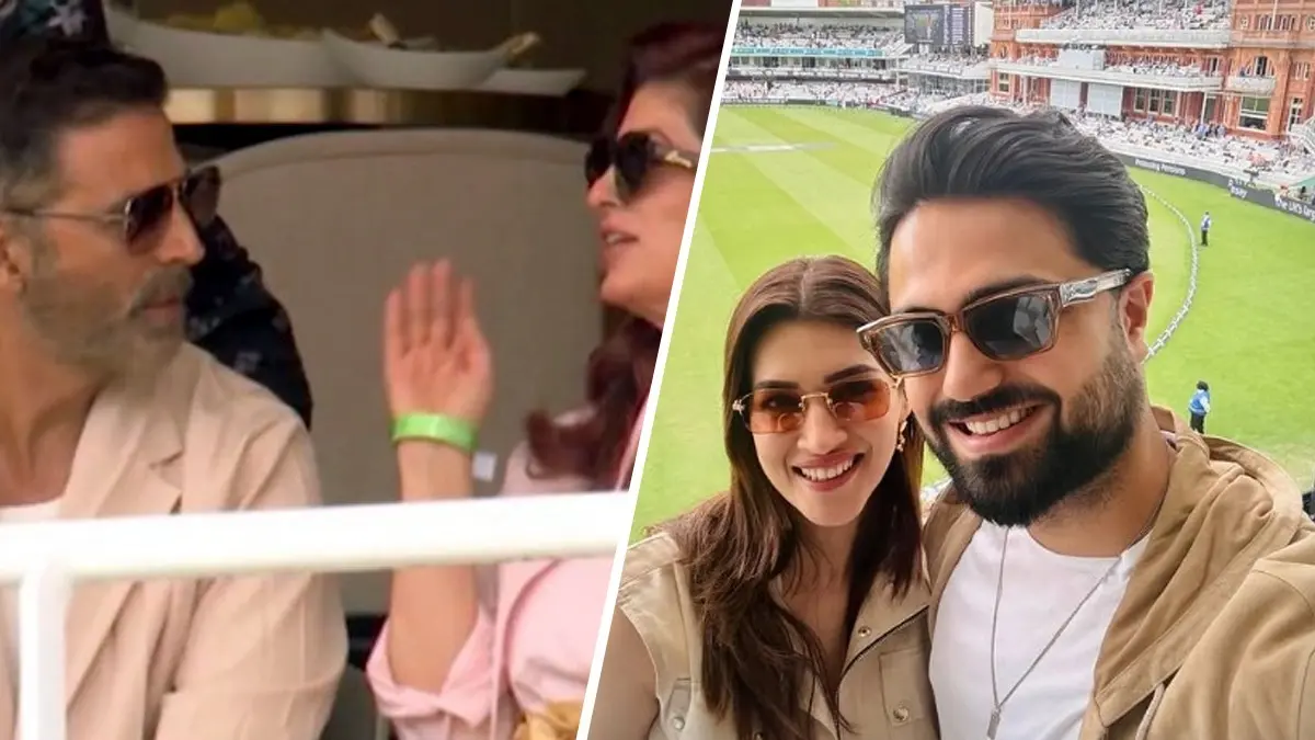 Akshay Kumar, Twinkle Khanna, Kriti Sanon, Kabir Bahia at Ind vs Eng test match