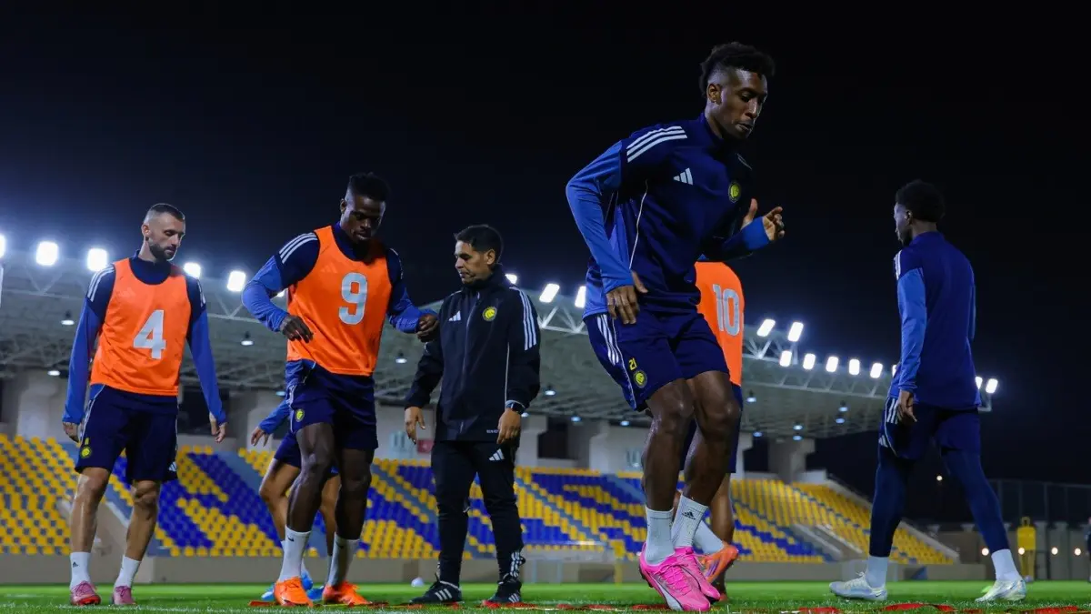 Al Nassr players during practice ahead Al Zawraa clash