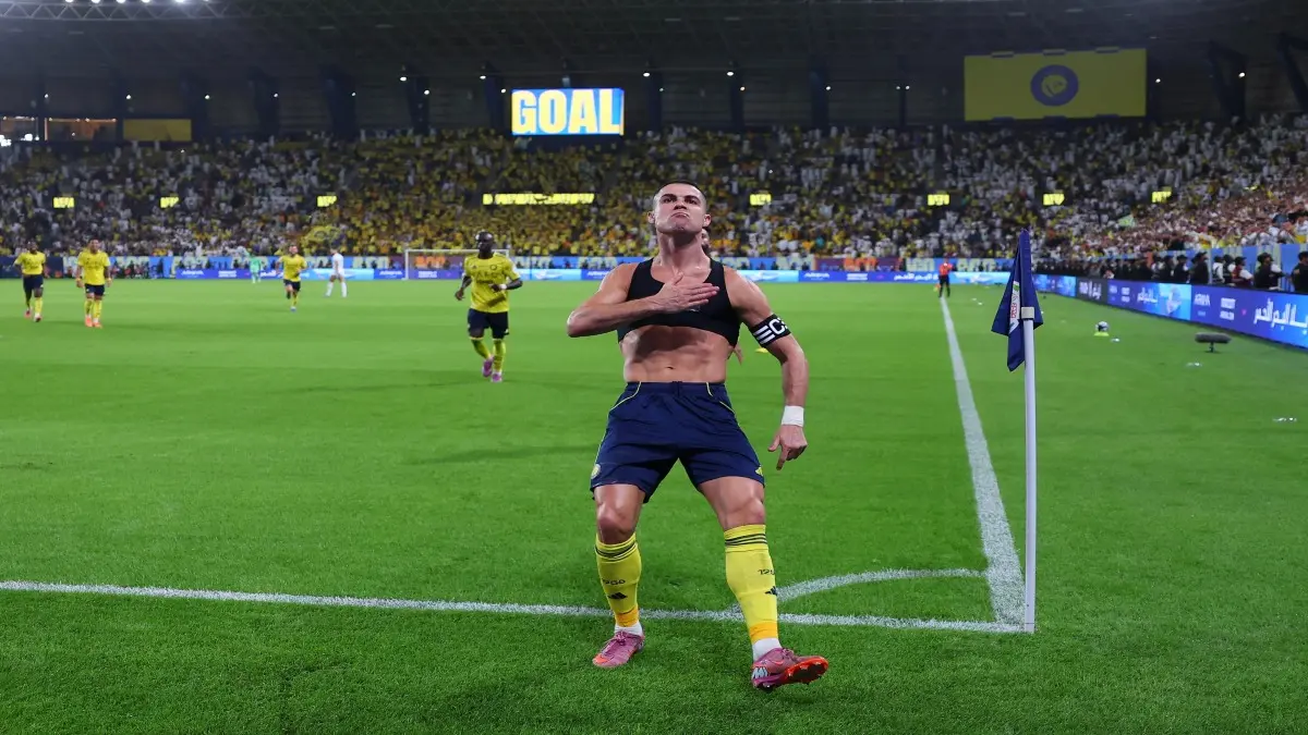 Al Nassr star Cristiano Ronaldo celebrates a goal