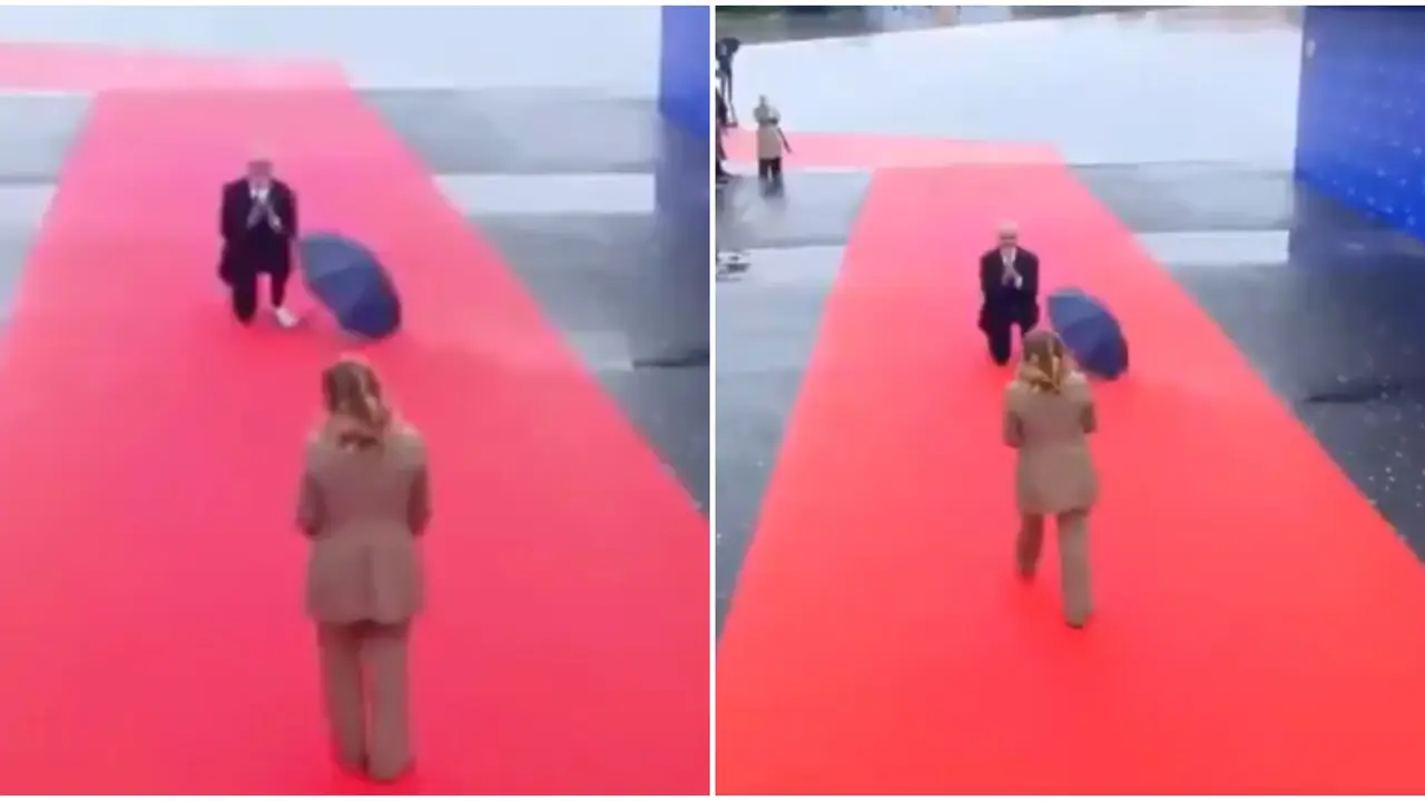 Namaste, Italy! Albanian PM Kneels to Greet Giorgia Meloni at EU Summit | Watch Albanian PM Kneels To Greet Italian PM Giorgia Meloni At EU Summit | Watch