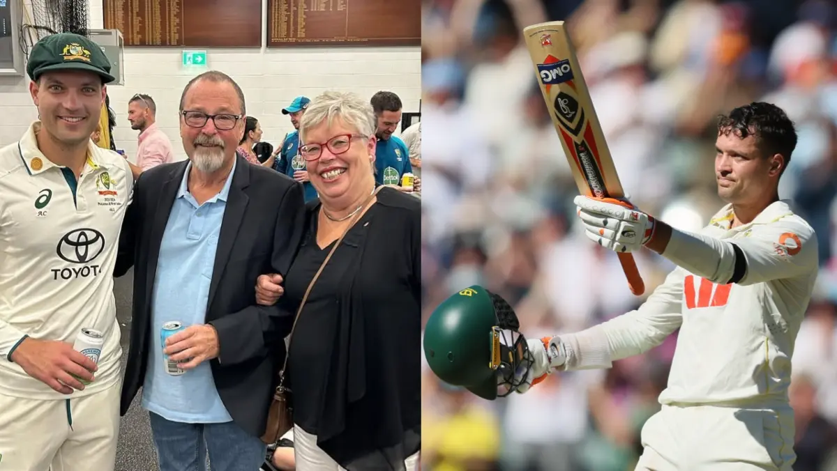 Alex Carey with his parents