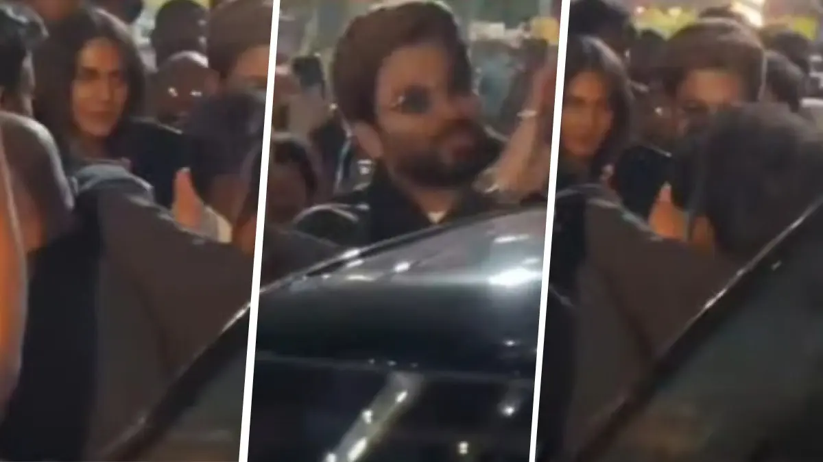 Allu Arjun and Sneha Reddy were mobbed by fans in Hyderabad