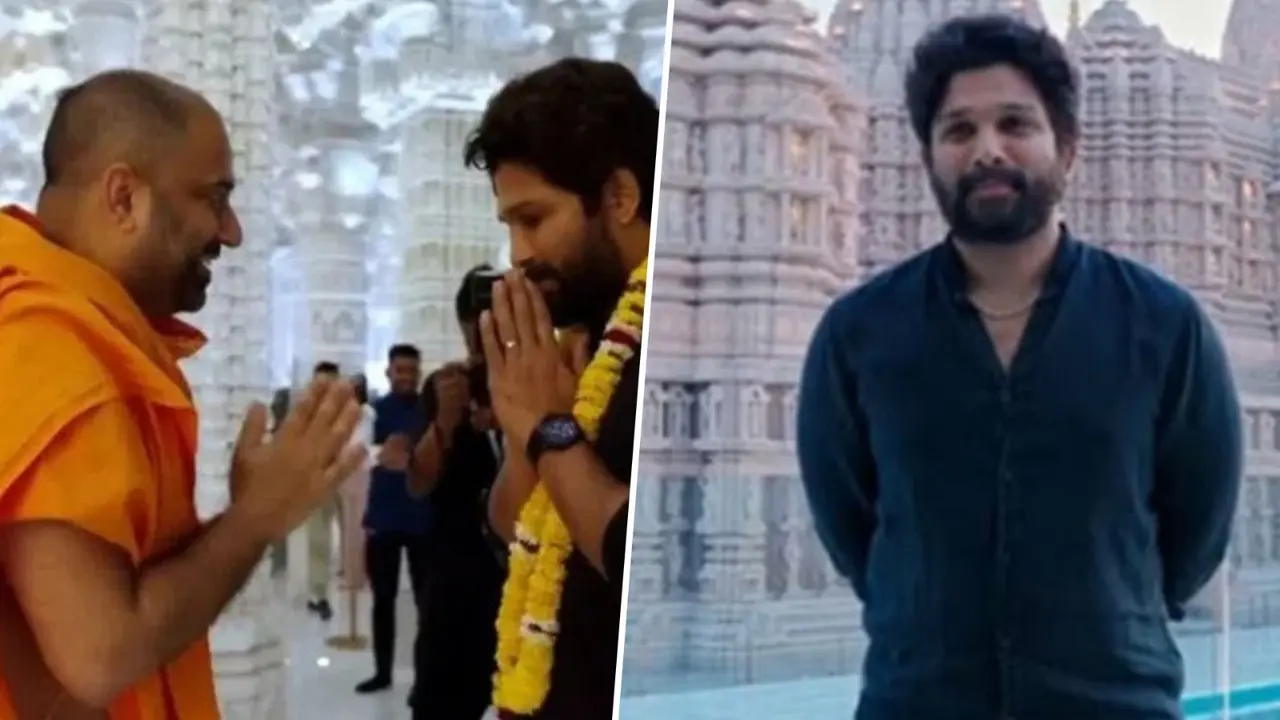 Pushpa 2 Star Allu Arjun Seeks Blessings At BAPS Hindu Mandir In Abu Dhabi, Video Goes Viral Allu Arjun in Abu Dhabi