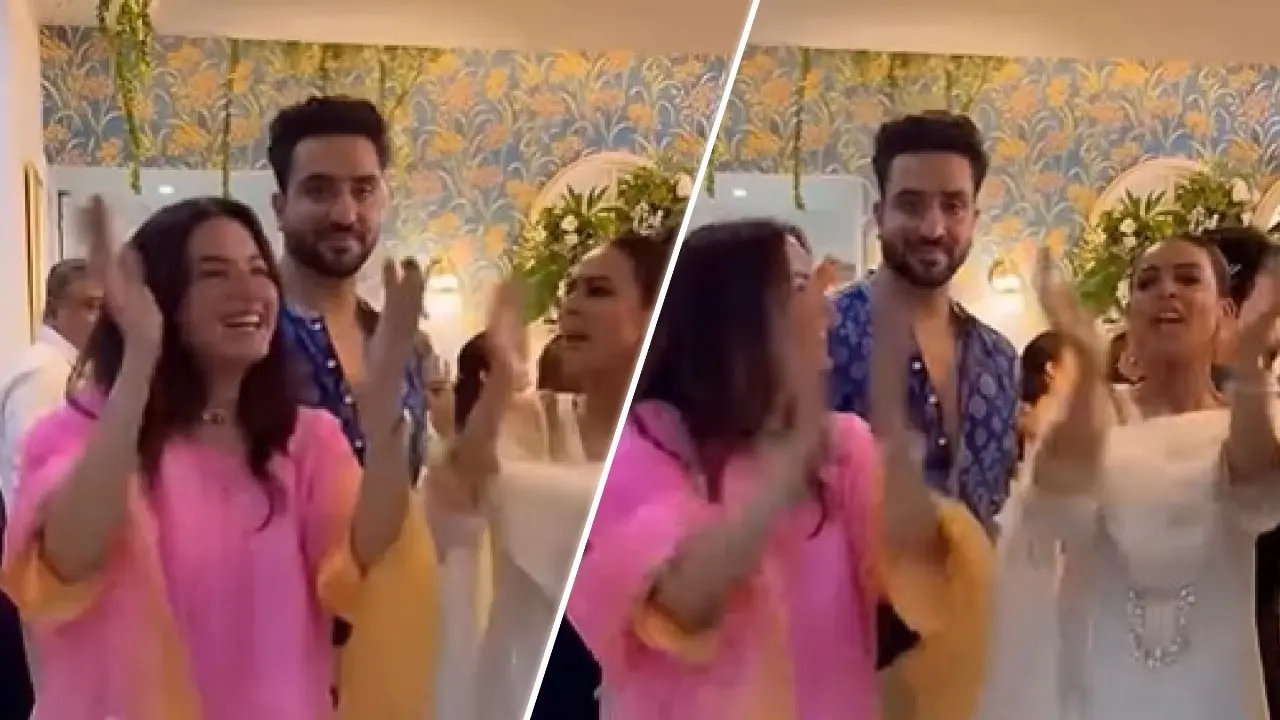 Aly Goni and Jasmin Bhasin with Nia Sharma at Ganesh Utsav