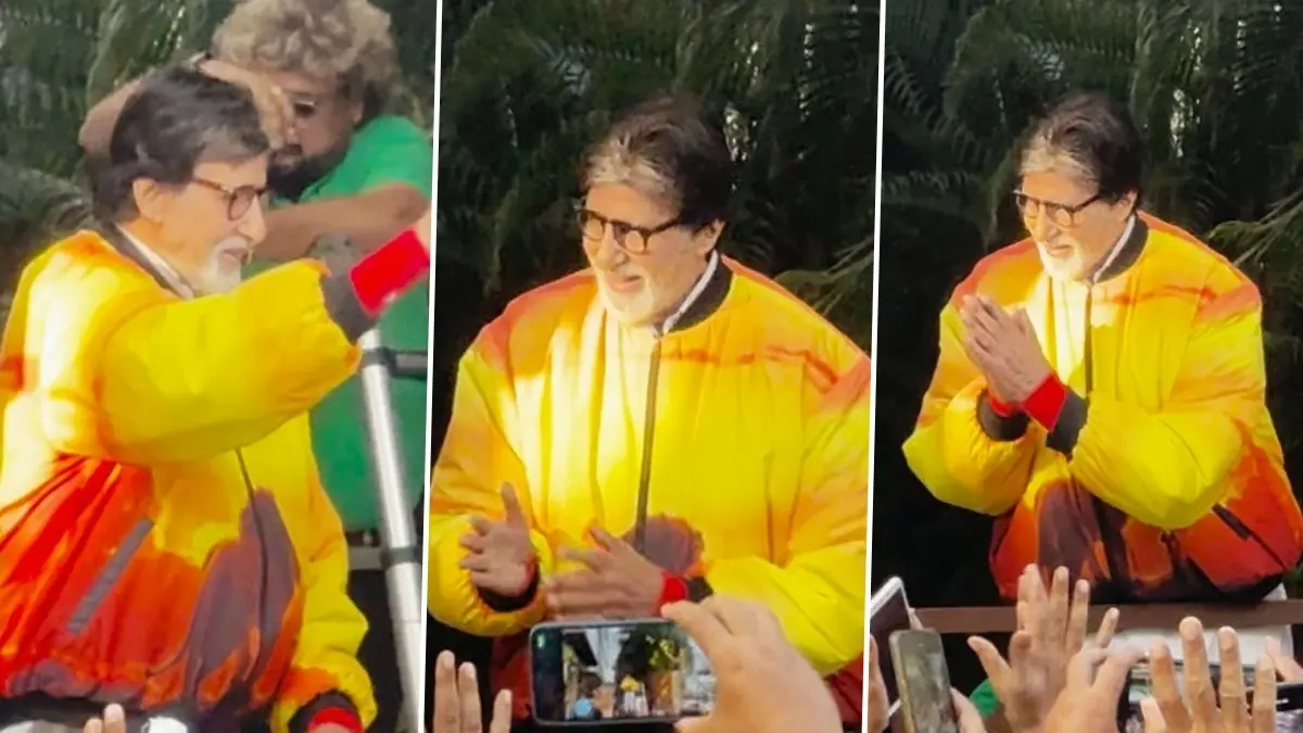 Amitabh Bachchan greets his fans outside Jalsa on his 83rd birthday