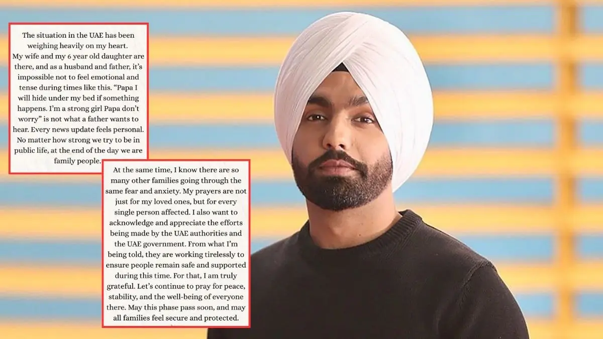 Ammy Virk Pens Ordeal As His 6-year-old Daughter And Wife Are Stranded In The UAE As Tensions Flare Up In Israel-US-Iran Conflict: Every News Update Feels... Ammy Virk pens emotional note after family gets stranded in UAE