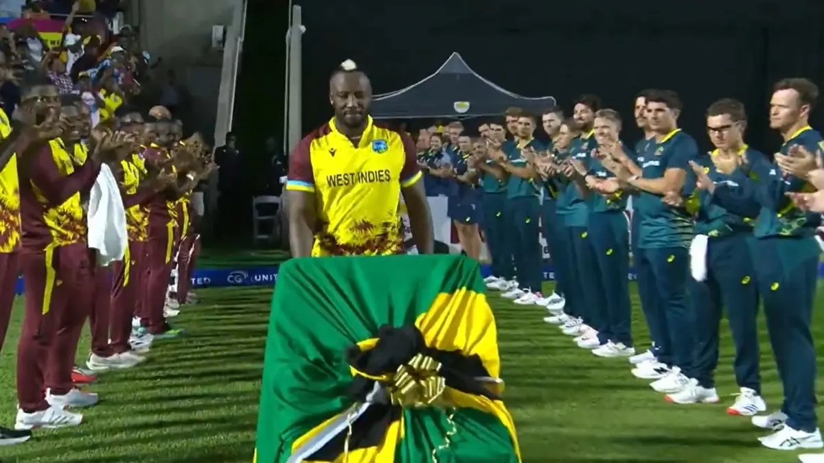WATCH| West Indies Legend Andre Russell Honoured With Emotional Guard Of Honour As He Bids Goodbye To International Cricket At Sabina Park Andre Russell receives a farewell at Sabina Park